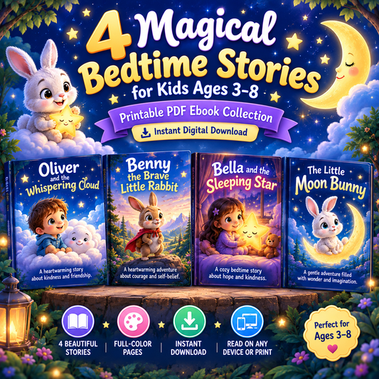 4 Premium Bedtime Stories for Kids Ages 3–8 | Magical Illustrated PDF Ebook Collection | Instant Download